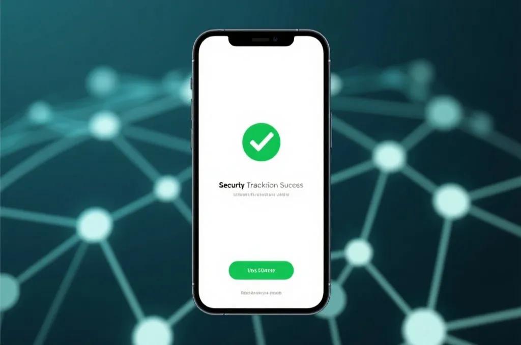 A modern smartphone displaying a secure transaction successful screen with a green checkmark